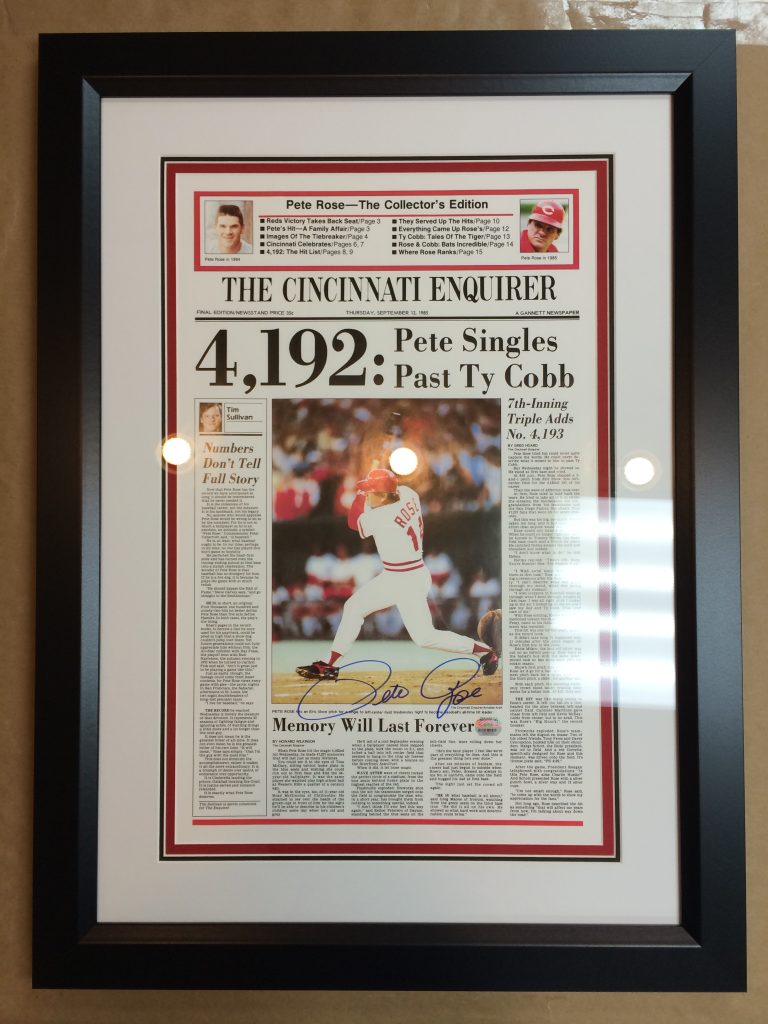 Framed Newspaper about Pete Rose